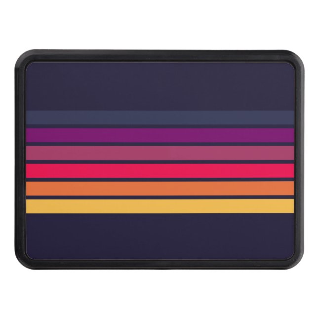 Retro Stripes Stylish Lines Striped 70s 80s Design Hitch Cover (Front)