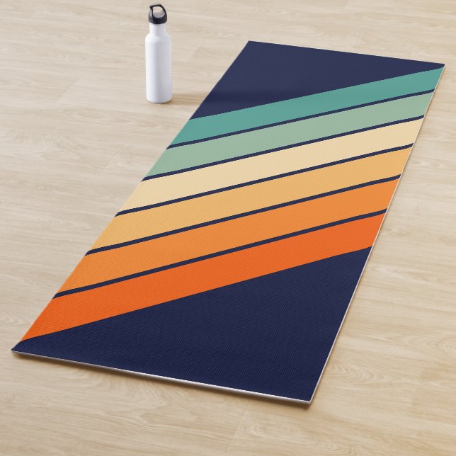Retro Stripes Stylish Lines Striped 70s 80s Design Yoga Mat (In Situ)