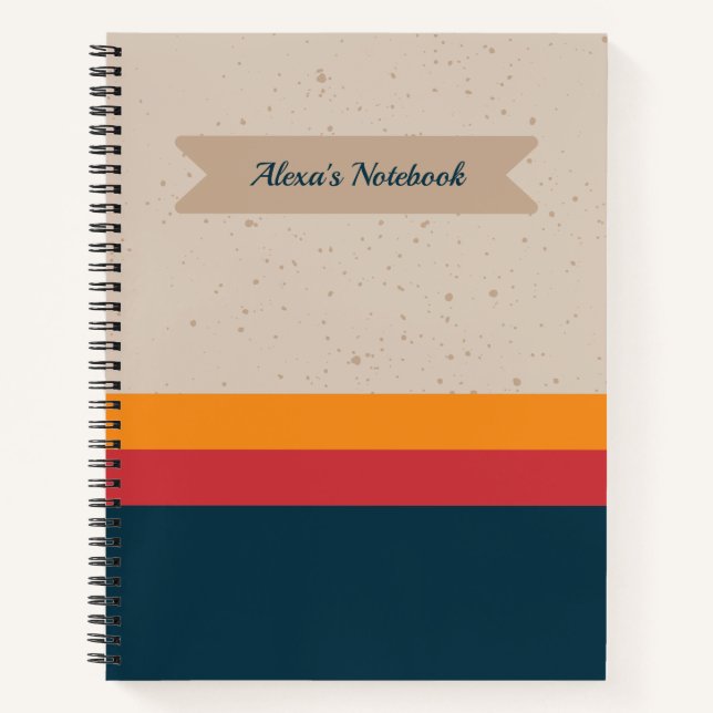 Retro stripes Sunset & Slate Notebook (Front)