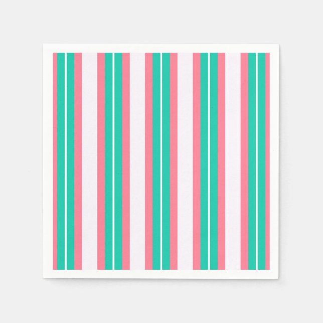 Retro Stripes - Teal Pink Napkins (Front)