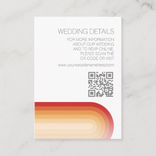 Retro Stripes _ Terra Cotta Sunset Modern Wedding Enclosure Card