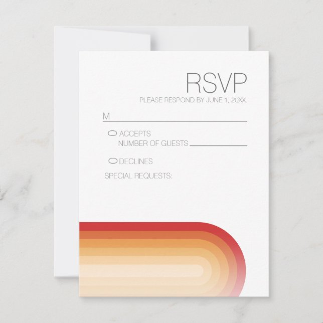 Retro Stripes - Terra Cotta Sunset Modern Wedding RSVP Card (Front)