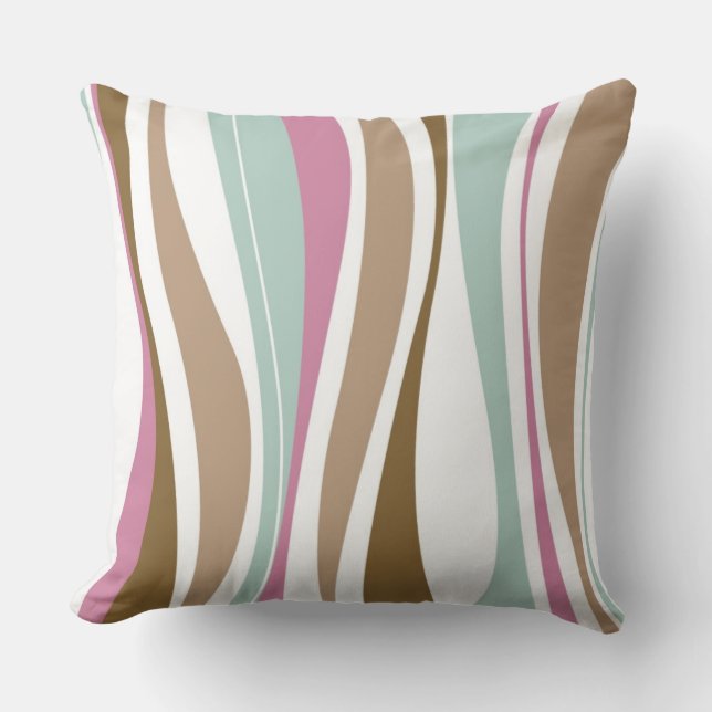 Retro Stripes Throw Pillow (Front)
