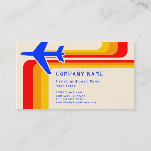 retro stripes travel business card