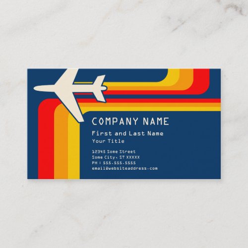 retro stripes travel business cards