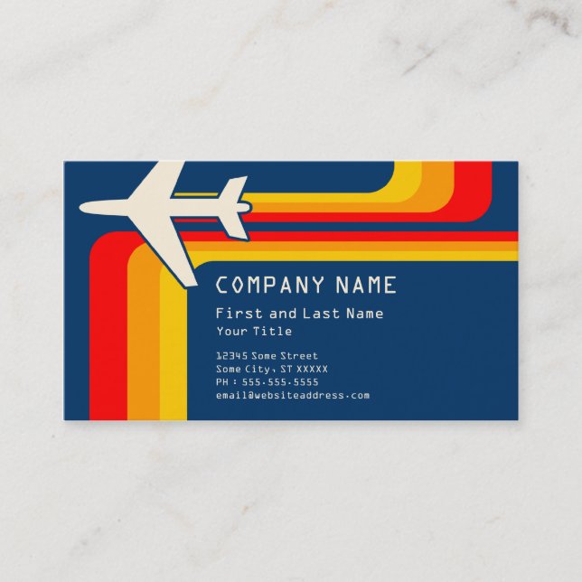 retro stripes travel business card (Front)