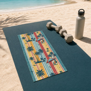 Retro Stripes Tropical Palm Trees Sports Hand Towel