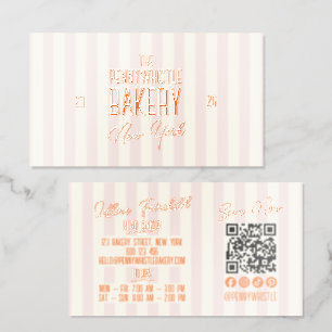 Retro Stripes UV Gloss Vintage Bakery Logo QR Code Raised Spot UV Business Card