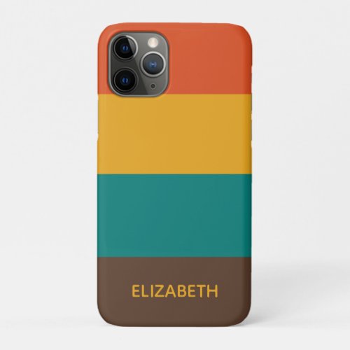 Retro Stripes Vintage Color Palette Teal Orange iPhone 11 Pro Case