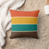 Retro Stripes Vintage Color Teal Orange Brown Throw Pillow (Blanket)