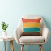 Retro Stripes Vintage Color Teal Orange Brown Throw Pillow (Chair)