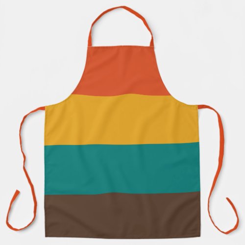 Retro Stripes Vintage Teal Color Orange Apron