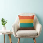 Retro Stripes Vintage Teal Orange Brown Throw Pillow (Chair)
