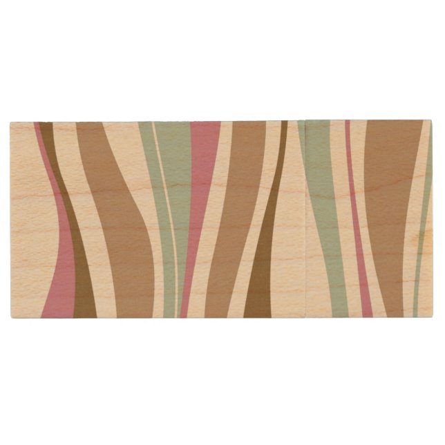Retro Stripes Wood Flash Drive (Front)