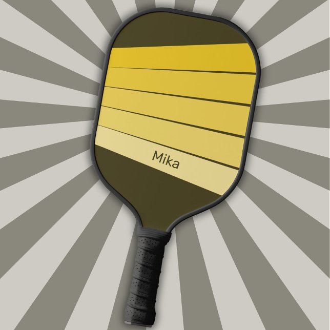 Retro Stripes Yellow Monochromatic Colors Pickleball Paddle (Creator Uploaded)