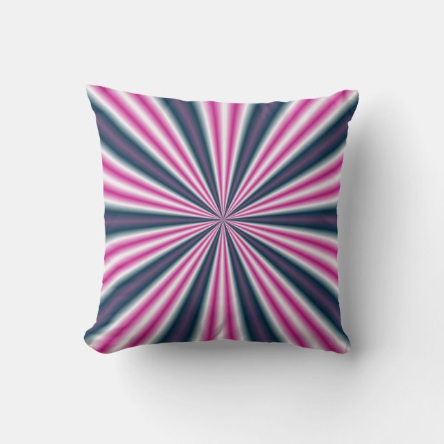 Retro Stripey Sun Burst Abstract Art Throw Pillow (Front)