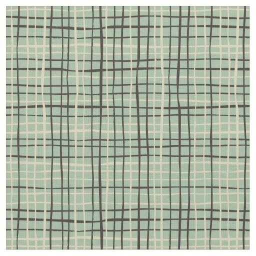 Retro stripped art l Sage green Fabric