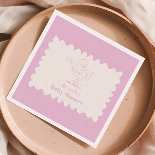 Retro Stroller Sketch Doodle Baby Shower Napkins (Creator Uploaded)