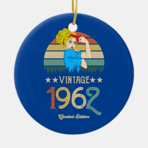Retro Strong Women Vintage 1962 Limited Edition B Ceramic Ornament