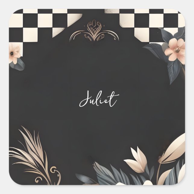 Retro Studio Creative Illustrated Bridal Shower Square Sticker (Front)