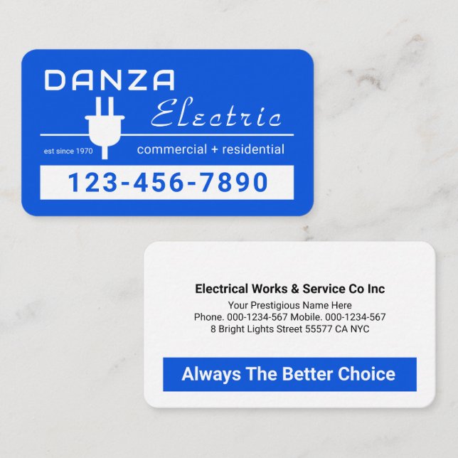 Retro Stunning Blue Plug Line Business Card (Front/Back)