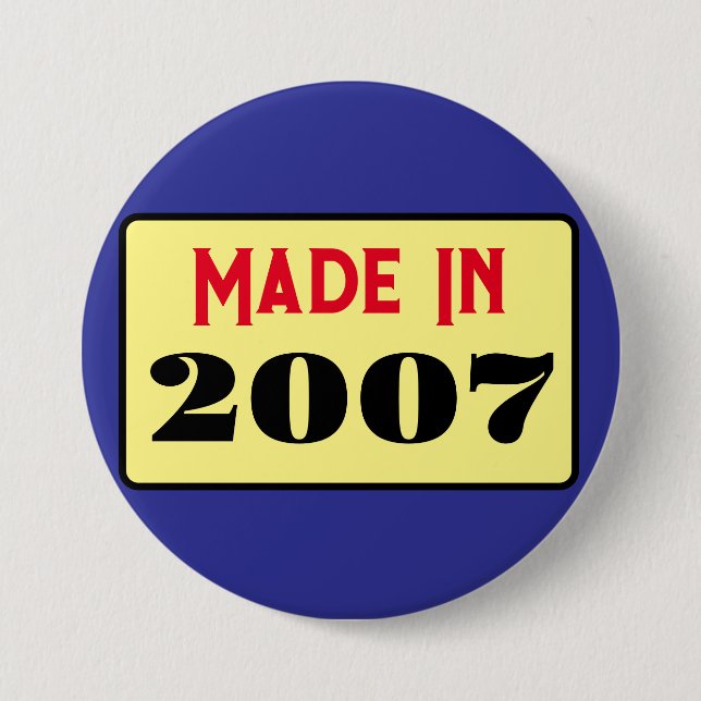 Retro style 18th birthday badge 2007 button (Front)