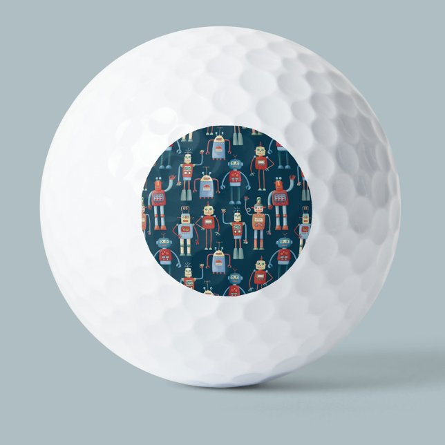 Retro Style 1950s Robots Golf Balls (Creator Uploaded)