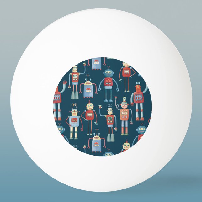 Retro Style 1950s Robots Ping Pong Ball (Retro robots fun ping pong ball)