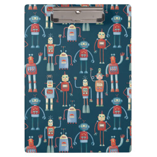 Retro Style 1950s Vintage Robots Clipboard