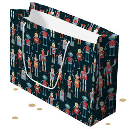 Retro Style 1950s Vintage Robots Large Gift Bag