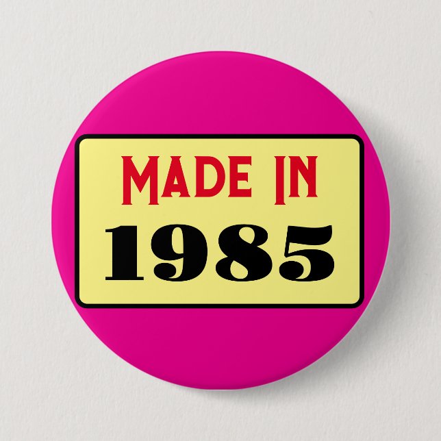 Retro style 40th birthday badge 1985 button (Front)