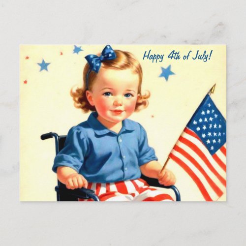 Retro Style 4th of July Postcard