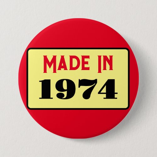 Retro style 50th birthday badge 1974 button