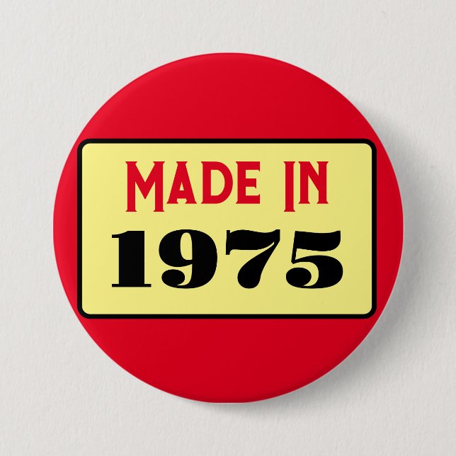 Retro style 50th birthday badge 1975 button (Front)