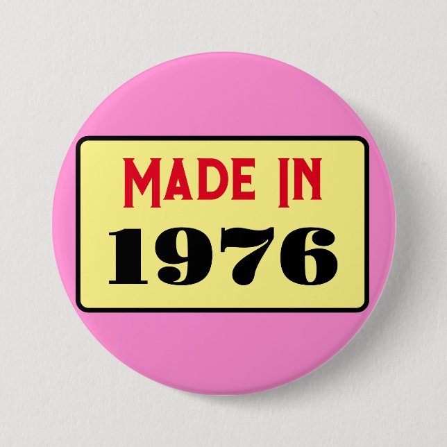 Retro style 50th birthday badge 1976 button (Front)