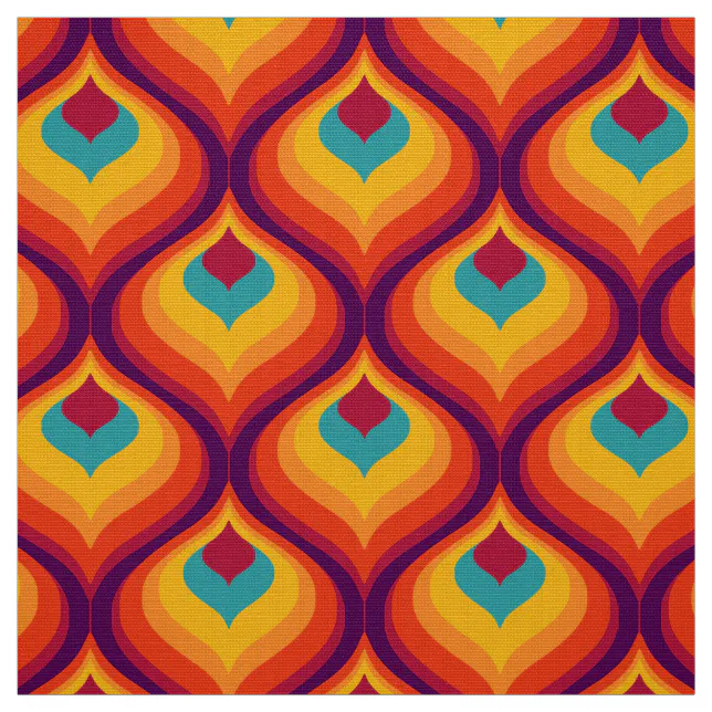 アンティーク雑貨 MAC Super Vintage Fabric 70s Retro style 60s 70s pattern fabric | Zazzle