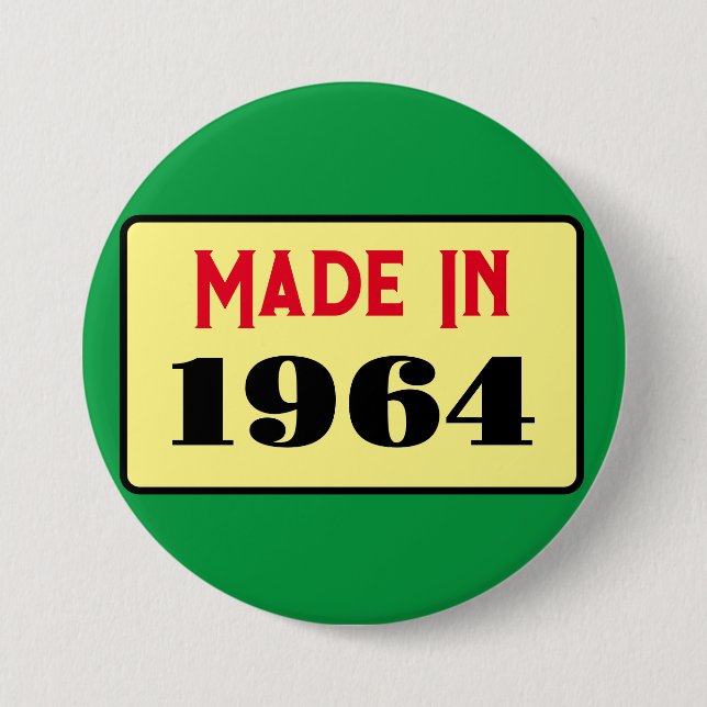 Retro style 60th birthday badge 1964 button (Front)