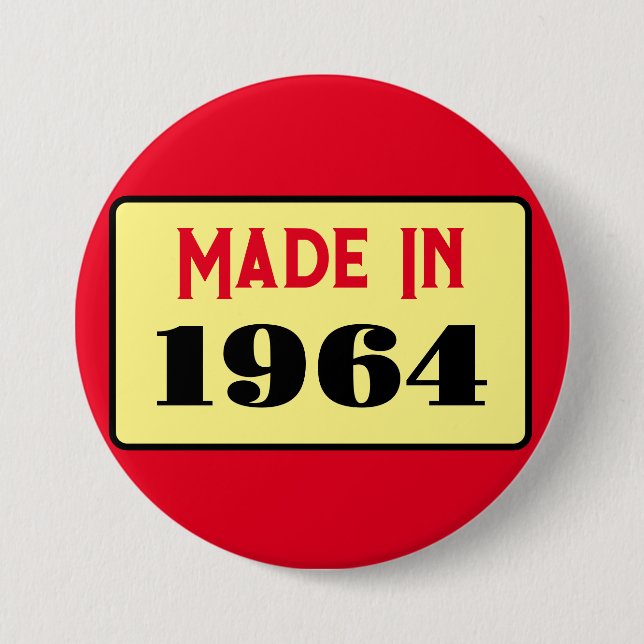 Retro style 60th birthday badge 1964 button (Front)