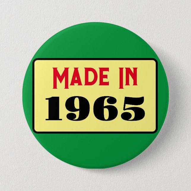 Retro style 60th birthday badge 1965 button (Front)