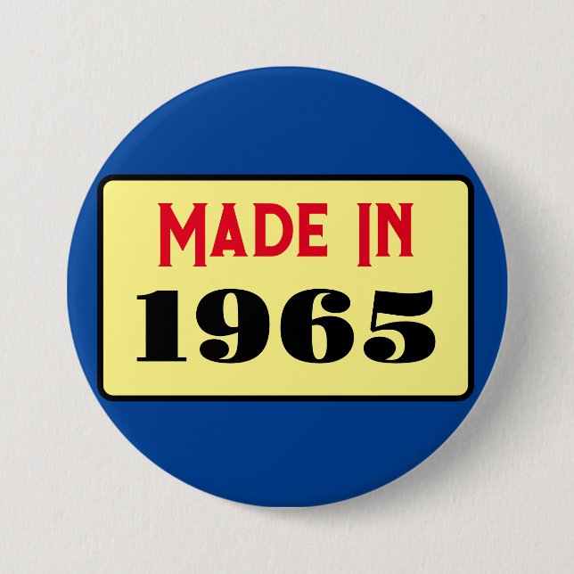 Retro style 60th birthday badge 1965 button (Front)