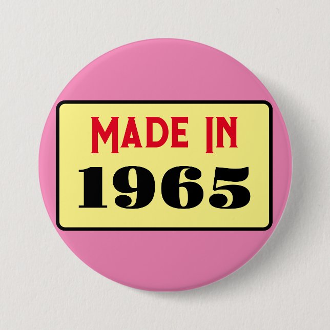 Retro style 60th birthday badge 1965 button (Front)