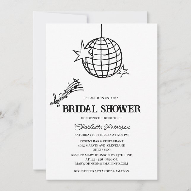 Retro Style 70's Disco Bridal Shower  Invitation (Front)