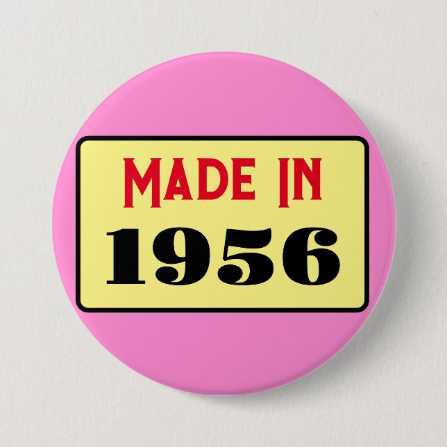 Retro style 70th birthday badge 1956 button (Front)