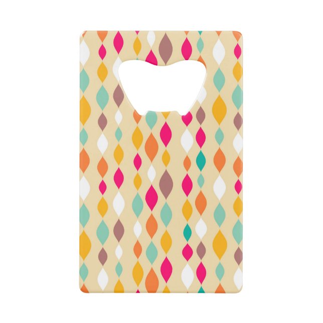 Retro style abstract pattern credit card bottle opener (Front)