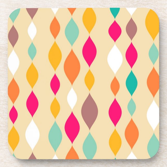 Retro style abstract pattern drink coaster (Front)