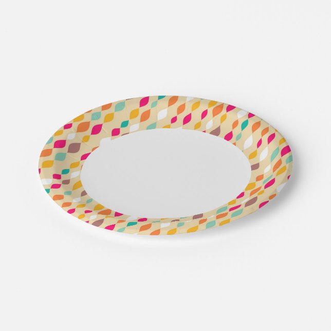 Retro style abstract pattern paper plates (Angled)