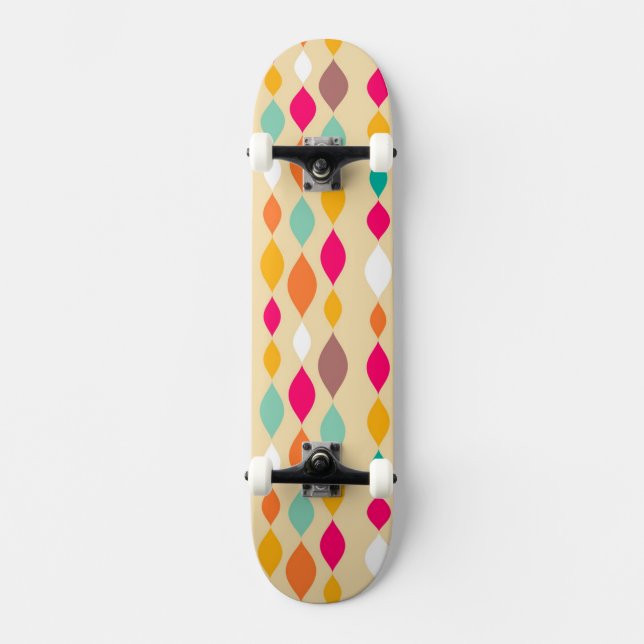 Retro style abstract pattern skateboard deck (Front)