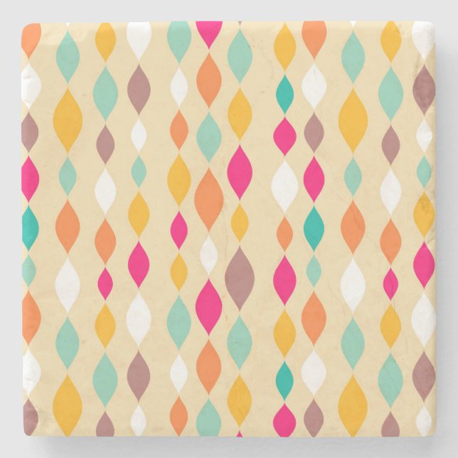 Retro style abstract pattern stone coaster (Front)