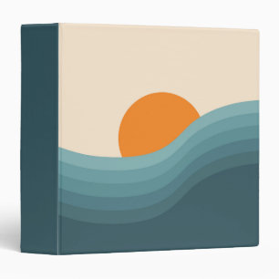 Retro style abstract sunset landscape 3 ring binder
