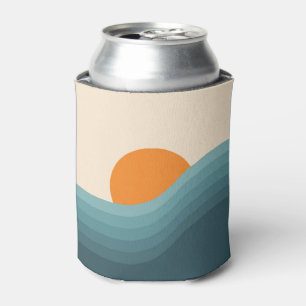 Retro style abstract sunset landscape can cooler